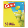 Zipper Food Storage Plastic Bags, Snack Size, 3.25 x 6.63 x 9.31, Clear, 50 Bags/Box, 12 Boxes/Carton