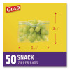 Zipper Food Storage Plastic Bags, Snack Size, 3.25 x 6.63 x 9.31, Clear, 50 Bags/Box, 12 Boxes/Carton