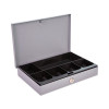 Heavy Duty Low Profile Cash Box, 6 Compartments, Key Lock, 11.5" x 8.2" x 2.2", Gray