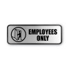 Brushed Metal Office Sign, Employees Only, 9 X 3, Silver