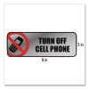Brushed Metal Office Sign, Turn Off Cell Phone, 9 X 3, Silver/Red