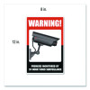 Uv-Coated Preprinted Molded-Plastic Sign, 24-Hour Video Surveillance, 8 X 12, Black/Red/White