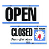 Open/Closed Outdoor Sign, 11.6 x 6, Blue/White/Black
