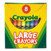 Large Crayons, Tuck Box Packaging, Large Size, 0.44" x 4", 8 Assorted Colors, 8/Pack