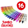 Jumbo Crayola Crayons, Jumbo Size, 0.56" x 5", 16 Assorted Colors, 16/Box