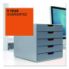Varicolor Stackable Plastic Drawer Box, 5 Drawers, Letter To Folio Size Files, 11.5" x 14" x 11", Gray