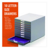 Varicolor Stackable Plastic Drawer Box, 10 Drawers, Letter To Folio Size Files, 11" x 14" x 11.5", Gray