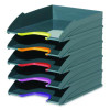 Varicolor 5-Compartment Stackable Plastic Letter Tray Set, Letter To Folio Size Files, 10.39 x 13.23 x 2.91, Anthracite Gray
