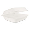 Hinged Lid Carryout Container, 9.5 x 10.33 x 3.5, White, Foam, 100/Bag, 2 Bags/Carton