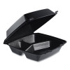 Insulated Foam Hinged Lid Containers, 3 Compartments, 7.96 x 3.2 x 8.36, Black, 200/Carton
