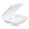 Insulated Foam Hinged Lid Containers, 3 Compartments, 9.01 x 9.4 x 3.1, White, 200/Carton