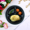 Quiet Classic Laminated Foam Dinnerware, 3-Compartment Plate, 9" Dia, Black, 125/Sleeve, 4 Sleeves/Carton