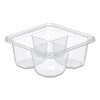 Tamperguard Snack Boxes, 4 Compartments, 6.3 x 6.3 x 2.6, Clear, Plastic, 300/Carton