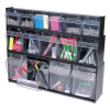 Tilt Bin Interlocking Multi-Bin Storage Organizer, 5 Sections, 23.63" X 5.25" X 6.5", Black/Clear