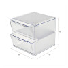 Stackable Cube Organizer, 2 Compartments, 2 Drawers, Plastic, 6 x 7.2 x 6, Clear