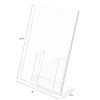 Superior Image Slanted Sign Holder With Front Pocket, 9w x 4.5d x 10.75h, Clear