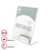 Superior Image Slanted Sign Holder With Business Card Holder, 8.5w x 4.5d x 11h, Clear