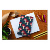 Classic Layflat Softcover Notebook, Mushroom Artwork, Medium/College Rule, Navy Blue/Multicolor Cover, (72) 8 x 5 Sheets
