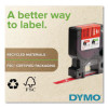 Rhino Permanent Vinyl Industrial Label Tape, 0.5" X 18 Ft, Red/White Print