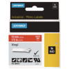 Rhino Permanent Vinyl Industrial Label Tape, 0.5" X 18 Ft, Red/White Print