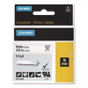 Rhino Permanent Vinyl Industrial Label Tape, 0.37" X 18 Ft, White/Black Print