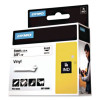 Rhino Permanent Vinyl Industrial Label Tape, 0.37" X 18 Ft, White/Black Print