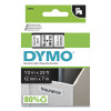 D1 High-Performance Polyester Removable Label Tape, 0.5" x 23 Ft., Black On White