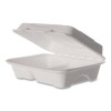 Vanguard Renewable And Compostable Sugarcane Clamshells, 3 Compartments, 9 x 6 x 3, White, 250/Carton