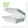 Vanguard Renewable And Compostable Sugarcane Clamshells, 3 Compartments, 9 x 6 x 3, White, 250/Carton
