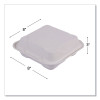 Vanguard Renewable And Compostable Sugarcane Clamshells, 3 Compartments, 8 x 8 x 3, White, 200/Carton