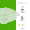 Renewable And Compostable Clear Clamshell Hinged Food Containers, 8 x 8 x 3, Plastic, 80/Pack, 2 Packs/Carton