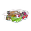 Renewable And Compostable Clear Clamshell Hinged Food Containers, 3 Compartments, 8 x 8 x 3, Plastic, 80/Pack, 2 Packs/Carton