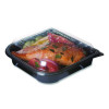 Bluestripe Premium Take-Out Containers, 6.77 x 6.6 x 2.31, Black/Clear, Base/Lid Combo, Plastic, 150/Carton