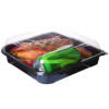 100% Recycled Content 9" Premium Take Out Containers, 42 Oz, 9 x 8.8 x 1.6, Black/Clear, Plastic, 50/Pack, 3 Packs/Carton