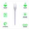 Plantware Compostable Cutlery, Fork, Plastic, White, 1,000/Carton