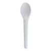 Plantware Compostable Cutlery, Spoon, Plastic, White, 1,000/Carton