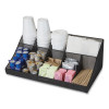 Network Collection 11-Compartment Coffee Cup And Condiment Countertop Organizer, 9.5 x 17.88 x 6.63, Black