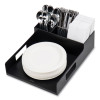 Network Collection Utensil, Napkin And Plate Countertop Organizer, 15.2 x 11.5 x 4.45, Plastic, Black