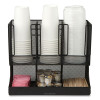 Network Collection 2-Tier 6-Compartment Coffee Cup And Condiment Countertop Organizer, 5 x 13 x 11.5, Black