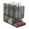 Network Collection 2-Tier 6-Compartment Coffee Cup And Condiment Countertop Organizer, 5 x 13 x 11.5, Black