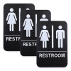 Indoor/Outdoor Restroom With Braille Text, 6 x 9, Black Face, White Graphics, 3/Pack