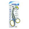 Titanium-Bonded Angled Medical Shears, 7" Long, 3" Cut Length, Crane-Style Gray/Yellow Handle