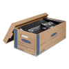 Smoothmove Prime Moving/Storage Boxes, Lift-Off Lid, Half Slotted Container, Small, 12" x 24" x 10", Brown/Blue, 8/Carton