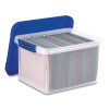 Heavy Duty Plastic File Storage, Letter/Legal Files, 14" X 17.38" X 10.5", Clear/Blue