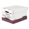 R-Kive Heavy-Duty Storage Boxes, Letter/Legal Files, 12.75" X 16.5" X 10.38", White/Red, 12/Carton