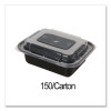 Microwavable Food Container With Lid, Rectangular, 12 Oz, 5.78 x 4.52 x 2.24, Black/Clear, Plastic, 150/Carton