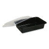 Microwavable Food Container With Lid, Rectangular, 16 Oz, 7.48 x 5.03 x 2.04, Black/Clear, Plastic, 150/Carton
