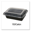 Microwavable Food Container With Lid, Rectangular, 16 Oz, 7.48 x 5.03 x 2.04, Black/Clear, Plastic, 150/Carton