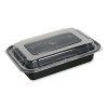 Microwavable Food Container With Lid, Rectangular, 24 Oz, 7.48 x 5.03 x 2.48, Black/Clear, Plastic, 150/Carton