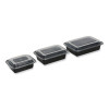 Microwavable Food Container With Lid, Rectangular, 24 Oz, 7.48 x 5.03 x 2.48, Black/Clear, Plastic, 150/Carton